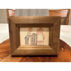 Vintage Hiri Miniature Framed Art Reading Writing Arithmetic Schoolhouse Decor